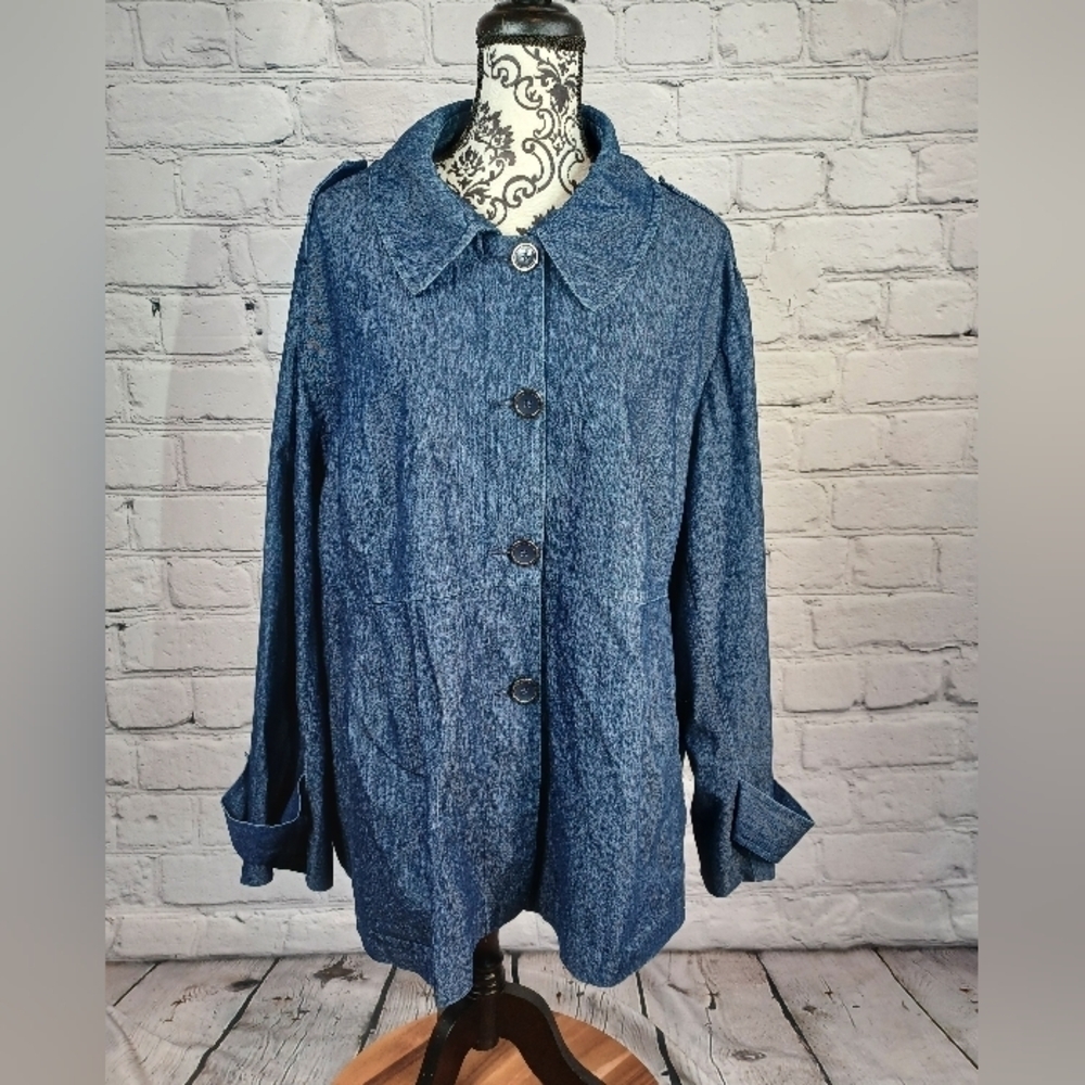 Sandro Women's Long Sleeve Button Front Jean Jacket Pockets plus Size 2x bb17